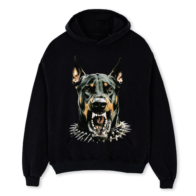 DOBBERHOODBLK Black Oversized Hoodie.