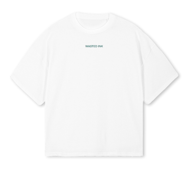 WASTEDINKGREENTEE White Oversized Boxy Tee.
