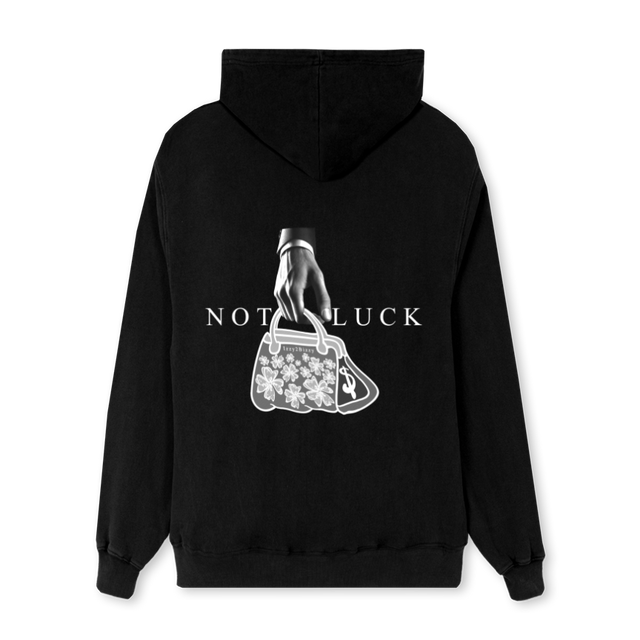 NOTLUCKBACKANDFRONT Black Regular Zipped Hoodie.