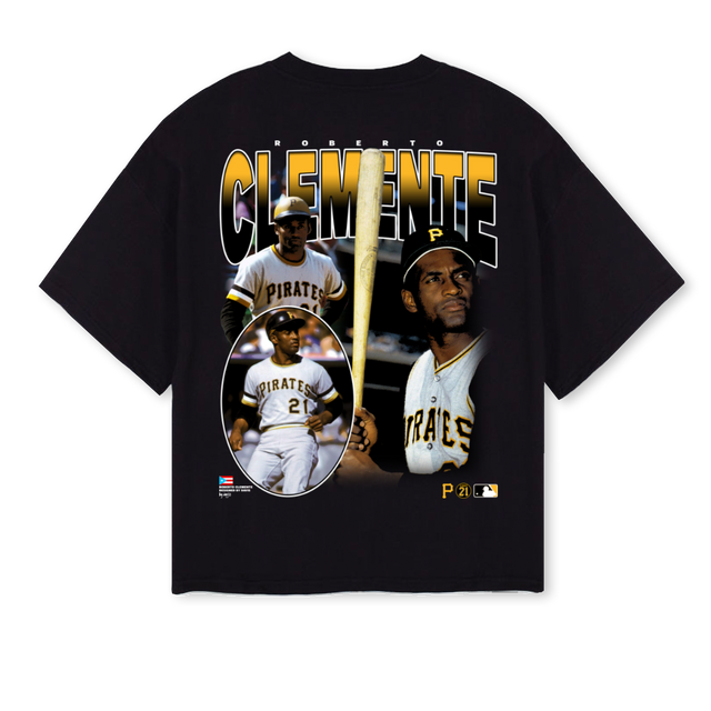 CLEMENTE Black Oversized Boxy Tee.