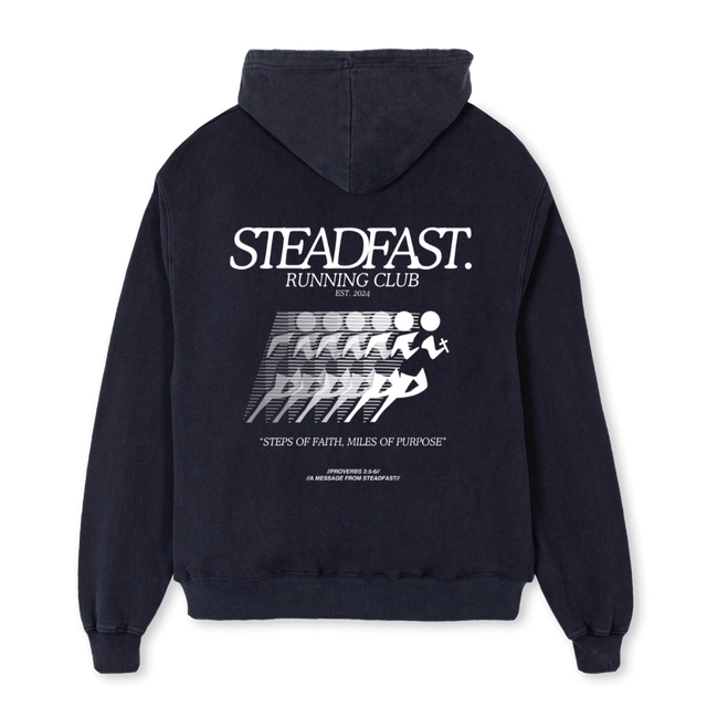 STEADRUNBLK Vintage Black Oversized Hoodie.