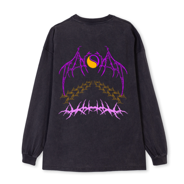 WINGS Vintage Black Oversized LS Tee.