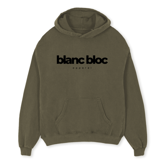 BLANC BLOC_1  Vintage Olive Oversized Hoodie.