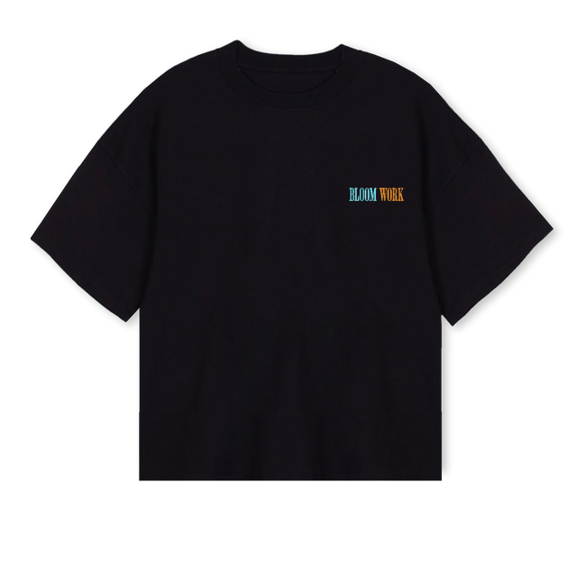 BLOOMWORKFNLBLK Black Oversized Boxy Tee.