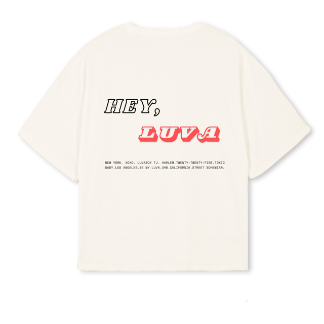 HEY LUVA_1  Vintage White Oversized Boxy Tee.
