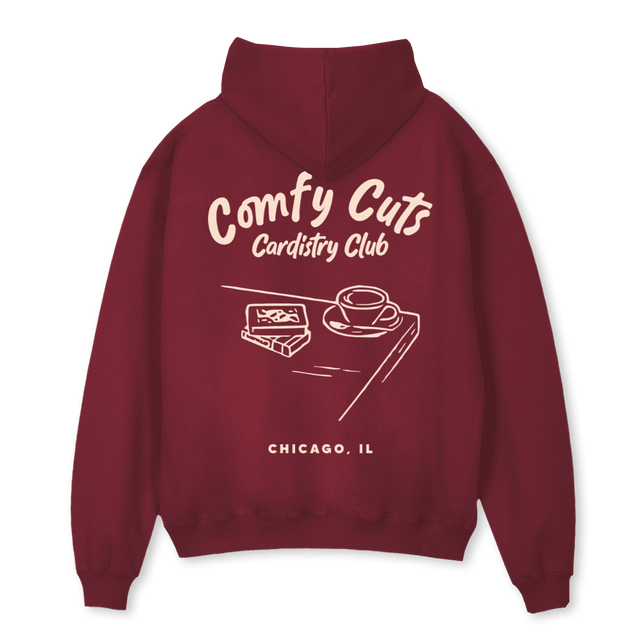 COMFY CUTS Burgundy Oversized Hoodie.