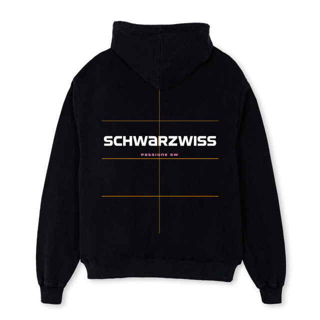 SCHWARZWISS Black Oversized Hoodie.