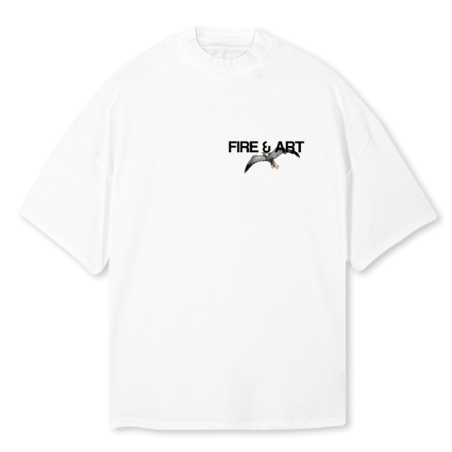 GYMTWO White Oversized Mock Neck Tee.