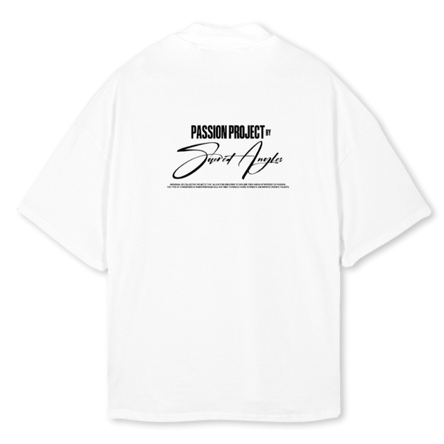 GYMTWO White Oversized Mock Neck Tee.