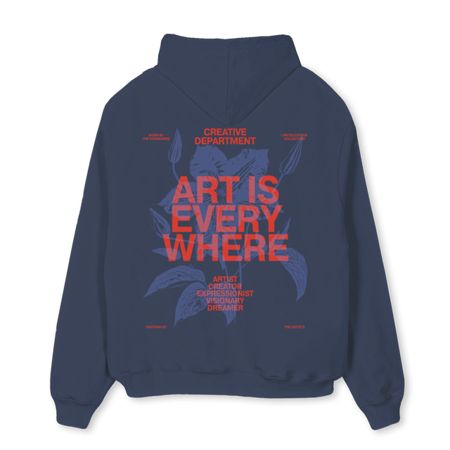 ARTISEVERYWHERETHREE Navy Blue Oversized Hoodie.