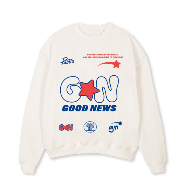 GOODNEWSCREW Vintage White Oversized Crewneck Sweater.
