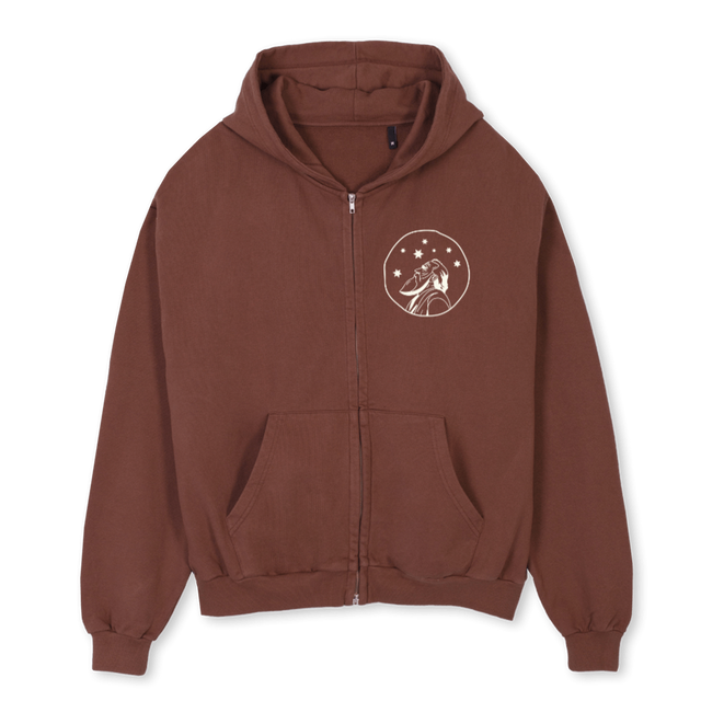 FAMILYCOFFEEBROWNZIP Vintage Brown Oversized Zipped Hoodie.
