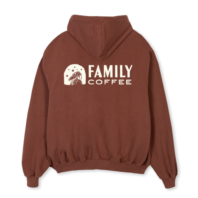 FAMILYCOFFEEBROWNZIP Vintage Brown Oversized Zipped Hoodie.