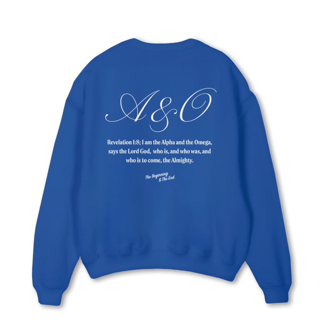 ALPHACREW Cobalt Blue Oversized Crewneck Sweater.