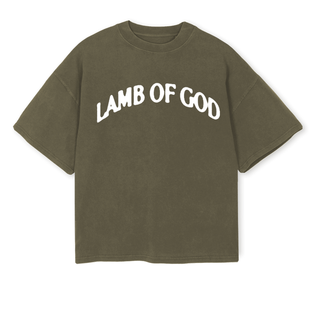 LAMBOLIVE Vintage Olive Oversized Boxy Tee.