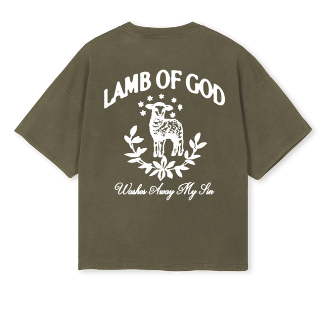 LAMBOLIVE Vintage Olive Oversized Boxy Tee.