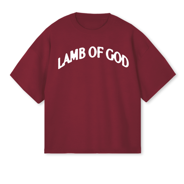 LAMBBURGUNDY Burgundy Oversized Boxy Tee.