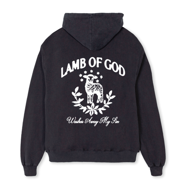LAMBZIP Vintage Black Oversized Zipped Hoodie.