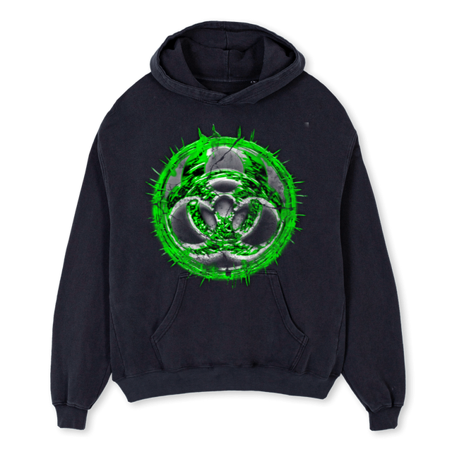 MXABIOMETALBACKBLK Vintage Black Oversized Hoodie.