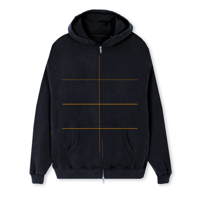 PRACTICE Vintage Black Regular Zipped Hoodie.