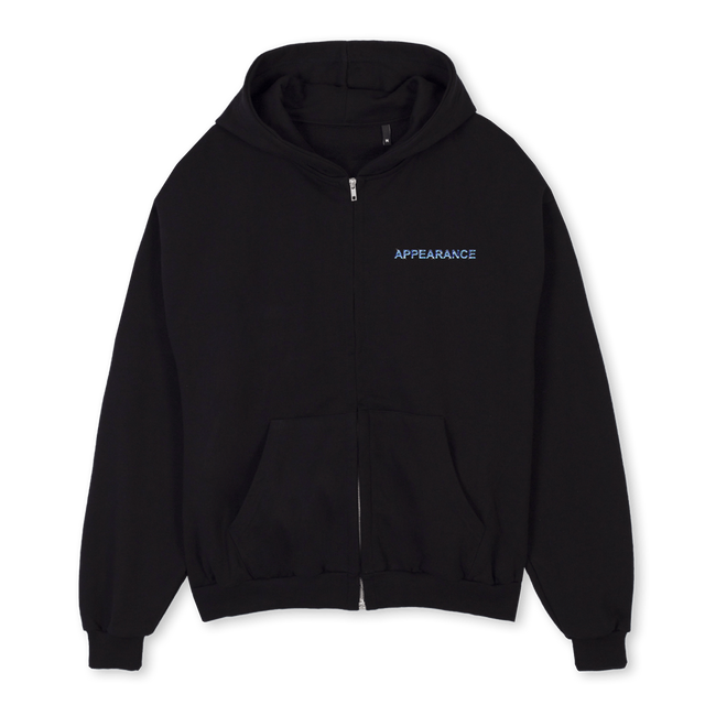 AP SHINY  Black Oversized Zipped Hoodie.
