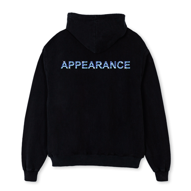 AP SHINY  Black Oversized Zipped Hoodie.