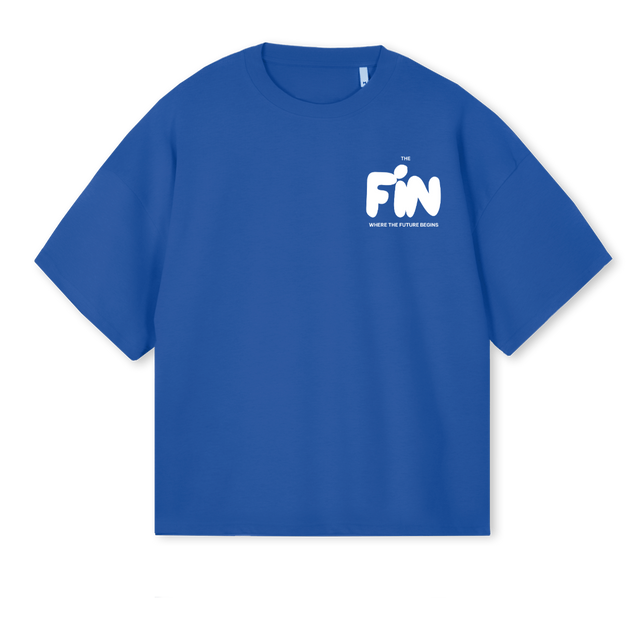 THEFINFUTUREBEGINSBL Cobalt Blue Oversized Boxy Tee.