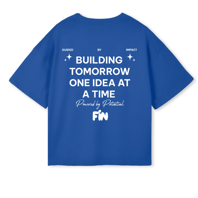 THEFINFUTUREBEGINSBL Cobalt Blue Oversized Boxy Tee.
