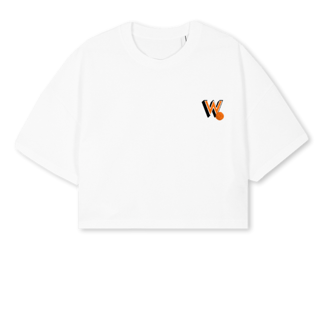 WADADLIBKWOMAN White Cropped Oversized Tee.