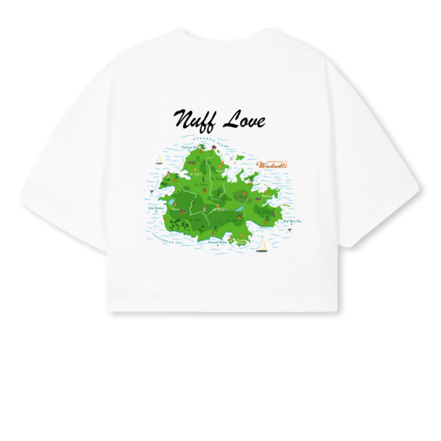 WADADLIBKWOMAN White Cropped Oversized Tee.