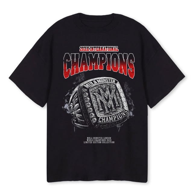 MMCHAMPIONS Black Oversized Tee.