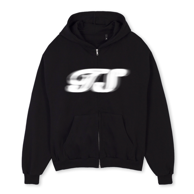 TSGLOWZIPPER Black Oversized Zipped Hoodie.