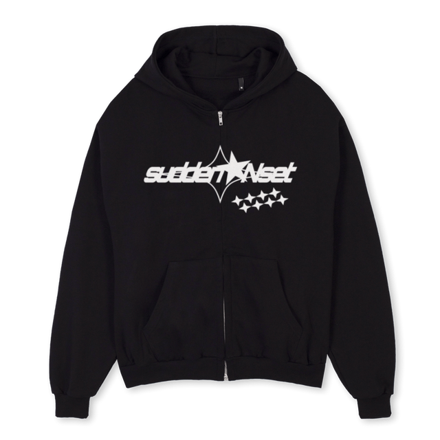 NYCNEW Black Oversized Zipped Hoodie.