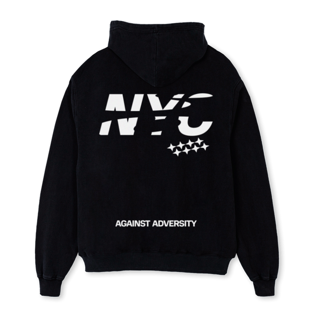 NYCNEW Black Oversized Zipped Hoodie.