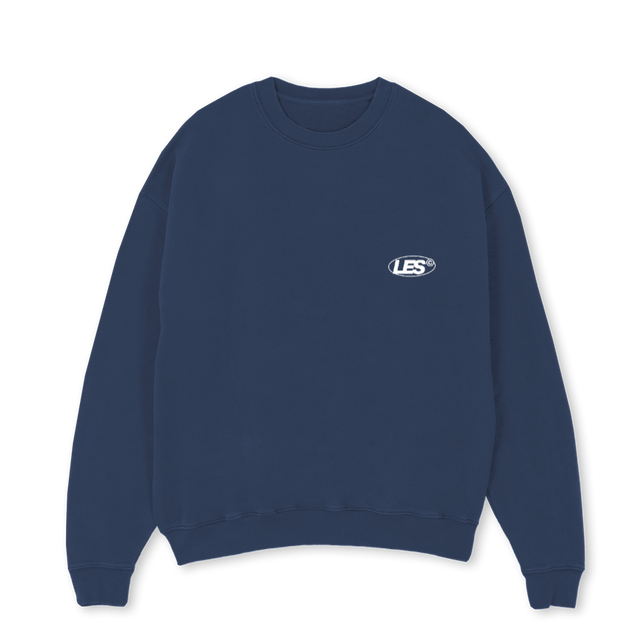 PORLAND STORE Navy Blue Oversized Crewneck Sweater.