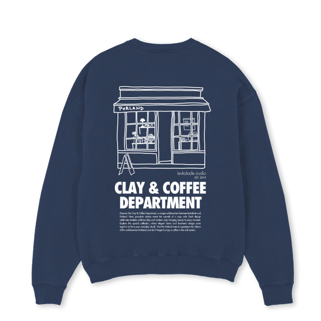 PORLAND STORE Navy Blue Oversized Crewneck Sweater.
