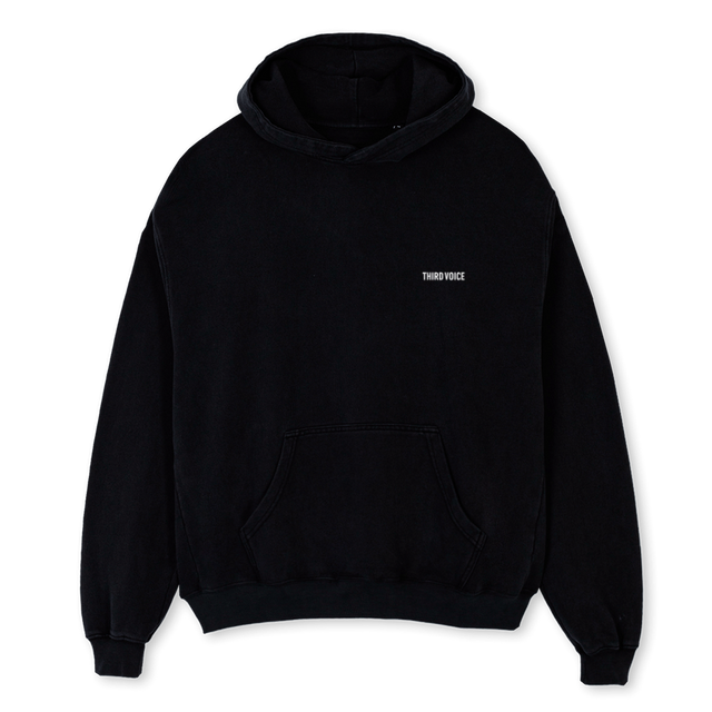 THIRDVOICEDROPONE_1 Black Oversized Hoodie.