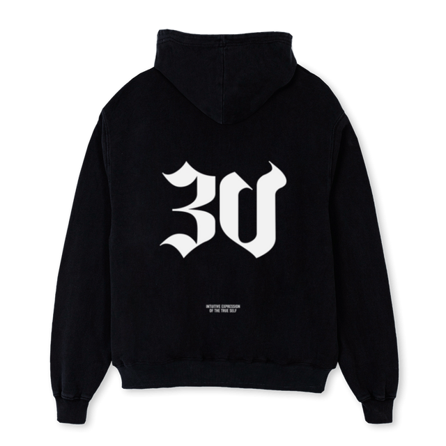 THIRDVOICEDROPONE_1 Black Oversized Hoodie.