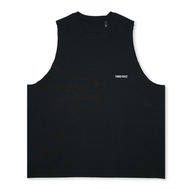 THIRDVOICEDROPONE_2 Deep Black Oversized Vest.