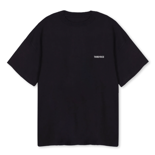 THIRDVOICEDROPONE_3 Black Oversized Tee.