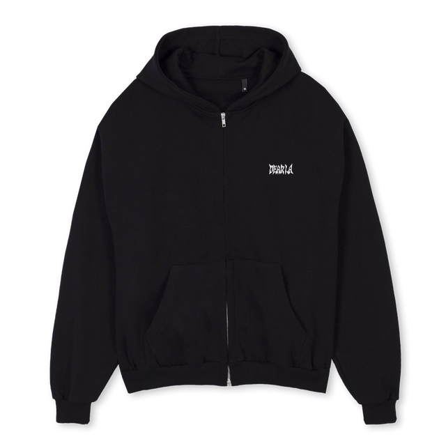 STARM Black Oversized Zipped Hoodie.