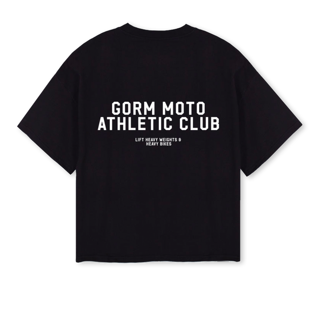 ATHELTICCLUB Black Oversized Boxy Tee.