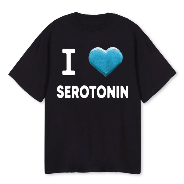 ILOVESEROTONI Black Oversized Tee.