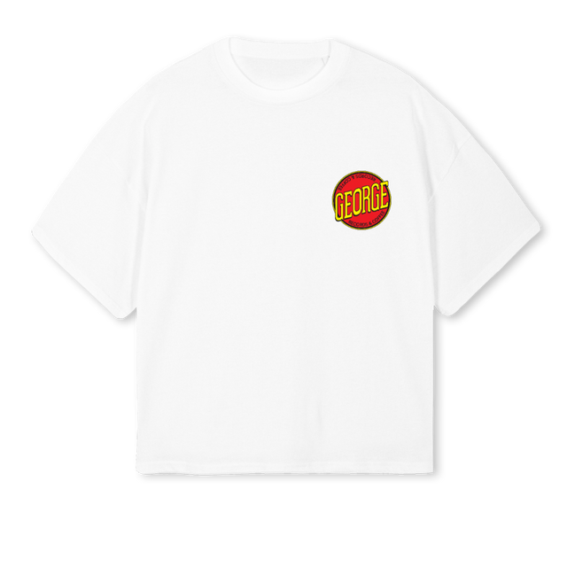 GEORGENEWLOGO White Oversized Boxy Tee.