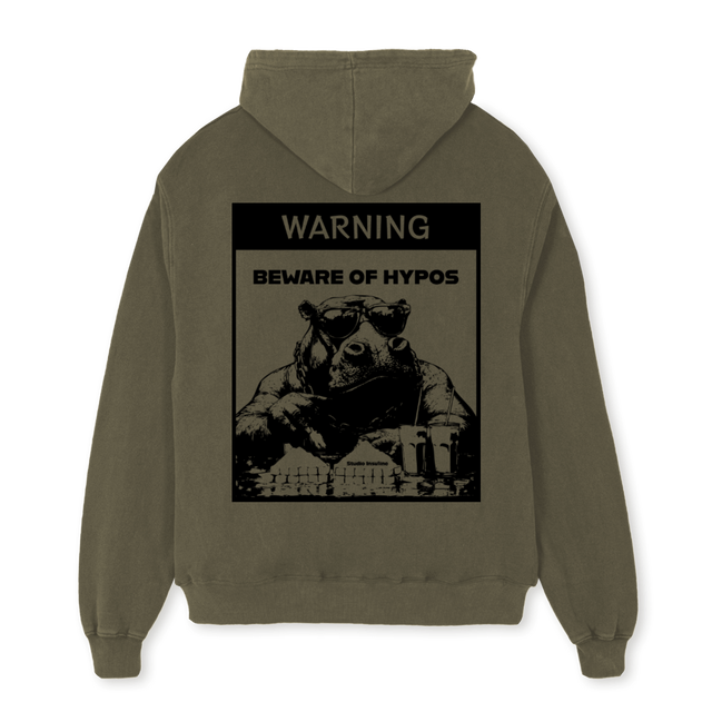 WARNING HYPOS  Vintage Olive Oversized Hoodie.
