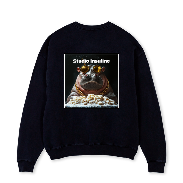HYPO GETTING HIGH Black Oversized Crewneck Sweater.