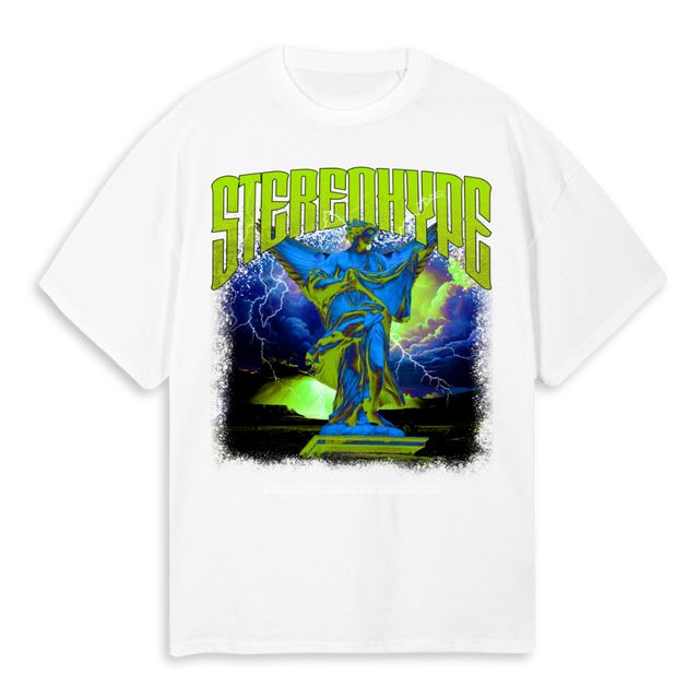 WHTOVERGREENANGEL White Oversized Tee.