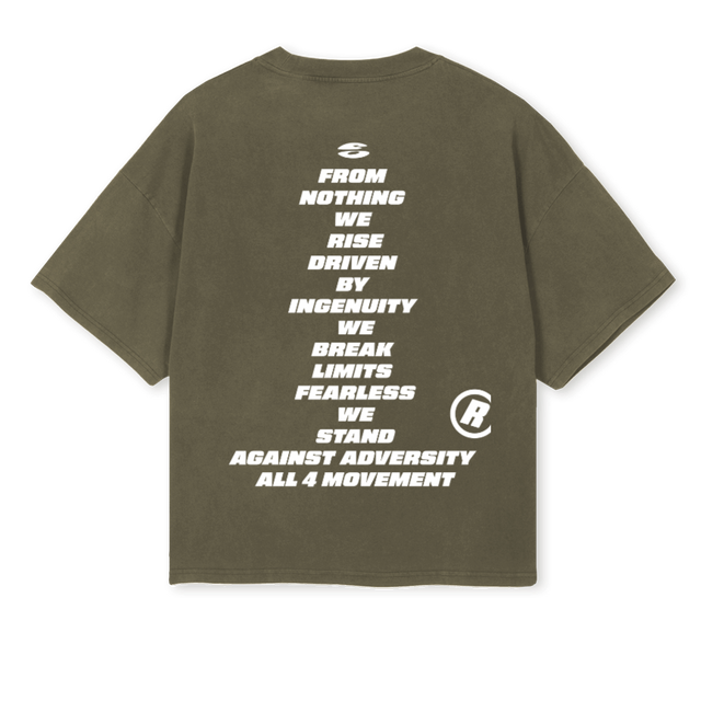 RACINGTEETRIPLE Vintage Olive Oversized Boxy Tee.