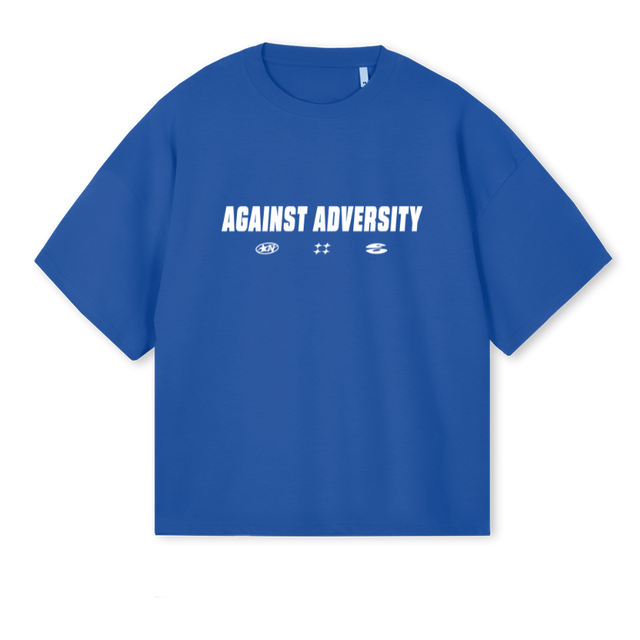 AGAINSTADVERSITY Cobalt Blue Oversized Boxy Tee.