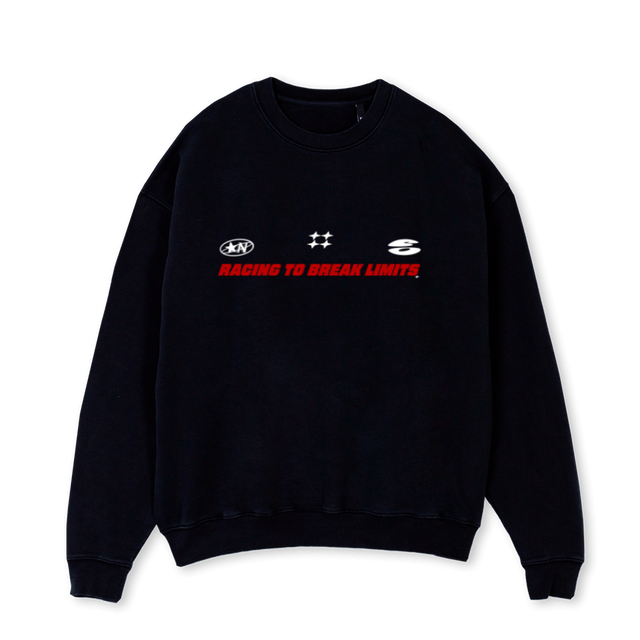 RACINGSUDDEN Black Oversized Crewneck Sweater.